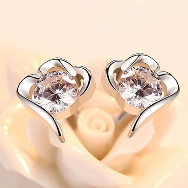 Heart Floral Stud Earrings | 925 Sterling Silver