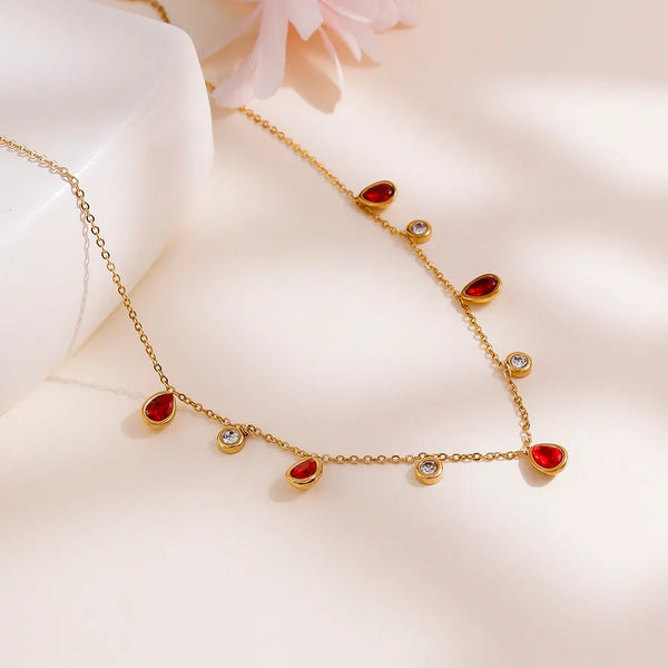 Teardrop Rhinestone Necklace | Stainless Steel