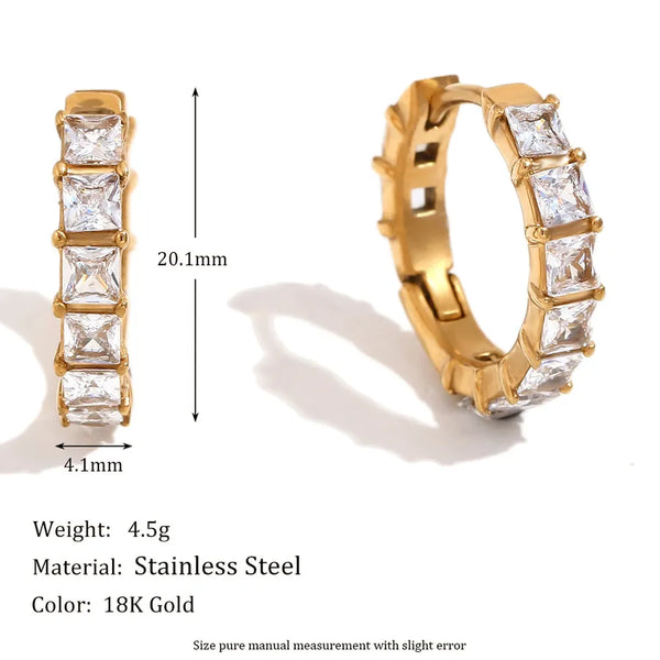 Gold-Plated Rhinestone Earrings | Stainless Steel