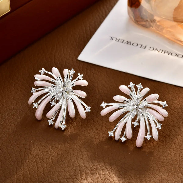 Enamel Floral Earrings | Copper