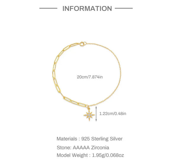 Paperclip Chain Celestial Bracelet | 925 Sterling Silver