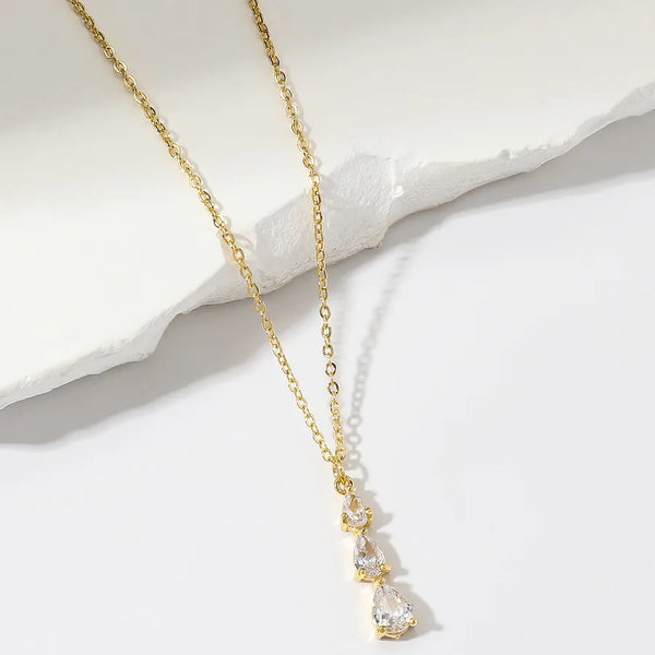 Water Zircon Pendant Necklace | Stainless Steel