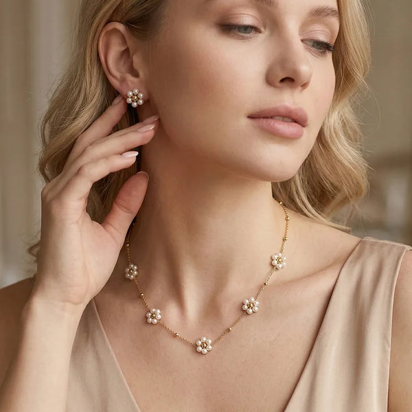 Flowers Floral Necklace | Stainless Steel