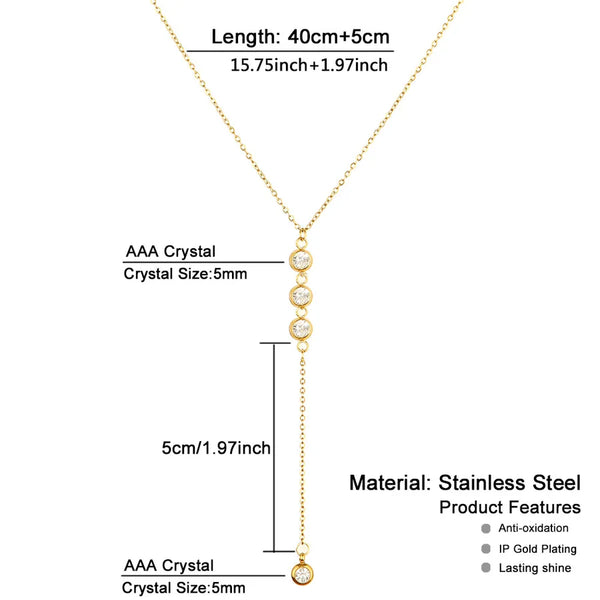 Crystal Floral Pendant Necklace | Stainless Steel
