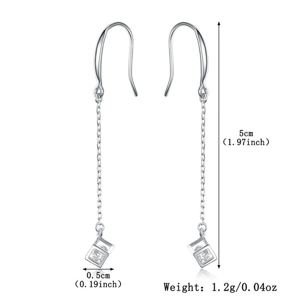 Minimalist Zircon Drop Earrings | 925 Sterling Silver