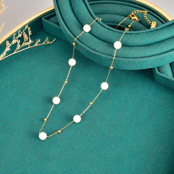 Titanium Pearl Necklace | Stainless Steel