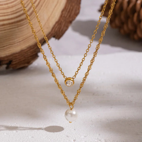 Twisted Pearl Necklace | Stainless Steel