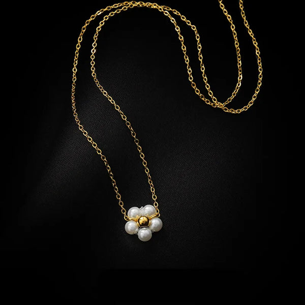 Pearl Floral Necklace | Stainless Steel