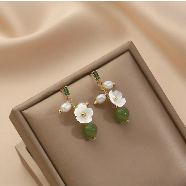 Natural Stone Floral Drop Earrings | Natural Stone