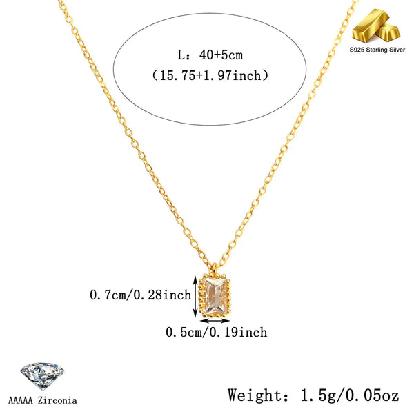 Gold-Plated Zircon Necklace | 925 Sterling Silver