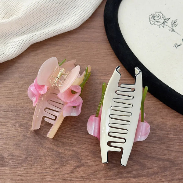 Black Floral Hair Claw Hair Clip | Acetic acid sheets