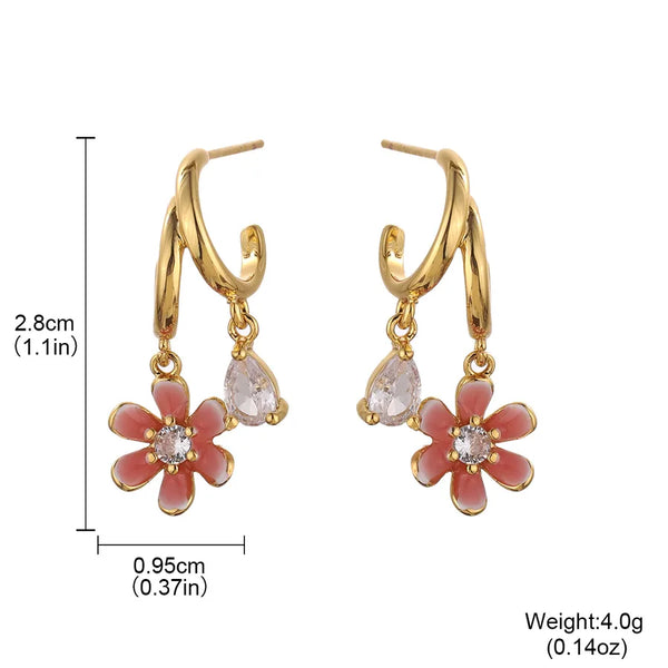 Needle Floral Drop Earrings | 925 Sterling Silver