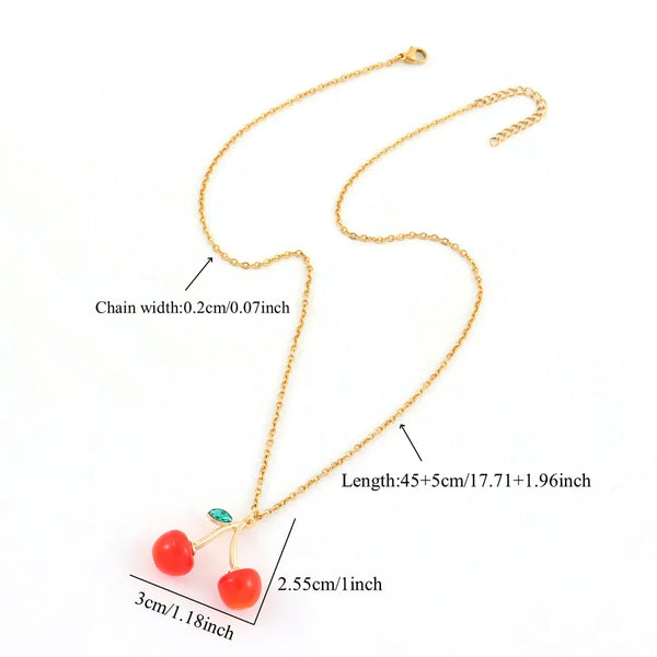 Cherry Pendant Necklace | Stainless Steel