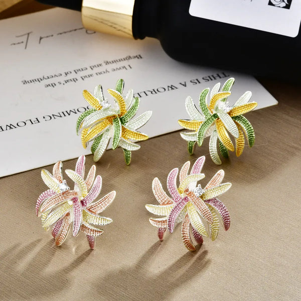 Silver-Plated Floral Earrings | Copper