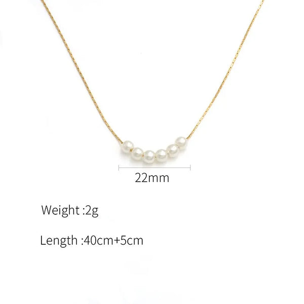 Artificial Pearl Pendant Necklace | Stainless Steel