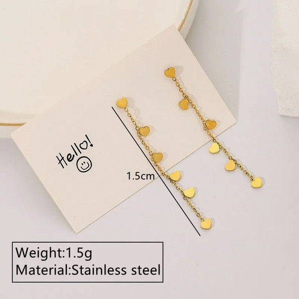 Heart Drop Earrings | Stainless Steel