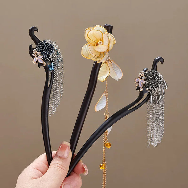 Yellow Floral Hairpin Headband | Silver