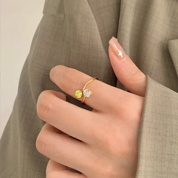 Gold-Plated Zircon Ring | Stainless Steel