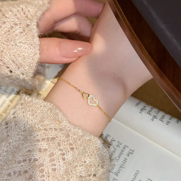 Double Heart Bracelet | 925 Sterling Silver
