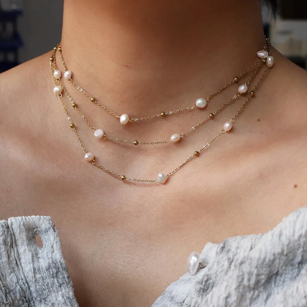Retro Freshwater Pearl Necklace | Stainless Steel