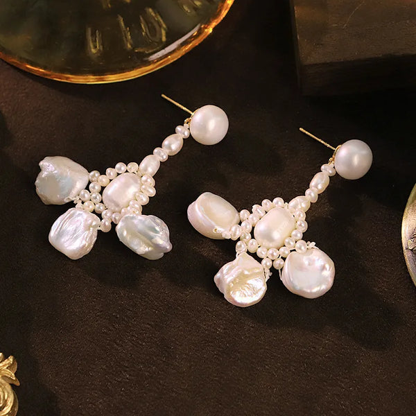 Flowers Freshwater Pearl Stud Earrings | 925 Sterling Silver