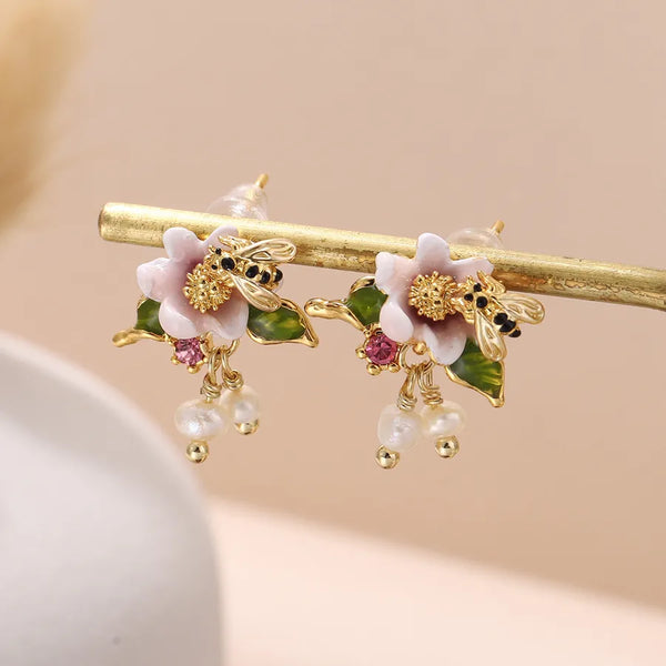 Bee Freshwater Pearl Drop Earrings | 925 Sterling Silver