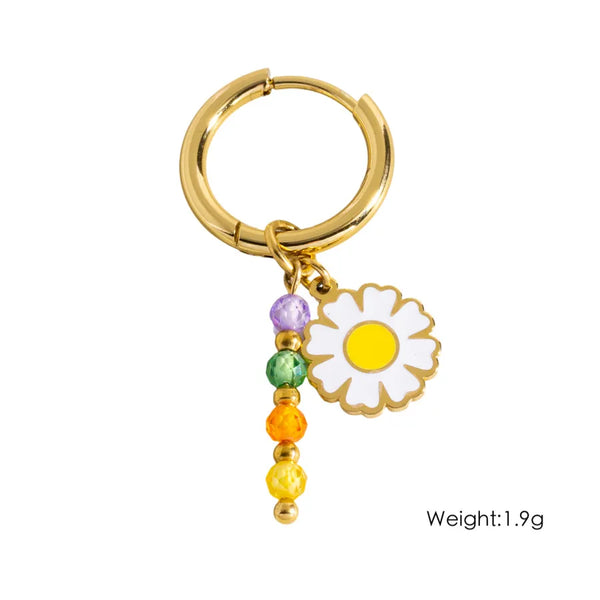 Floral Hoop Earrings | Stainless Steel