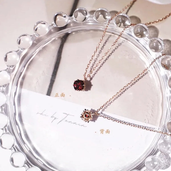 Red Floral Pendant Necklace | 925 Sterling Silver