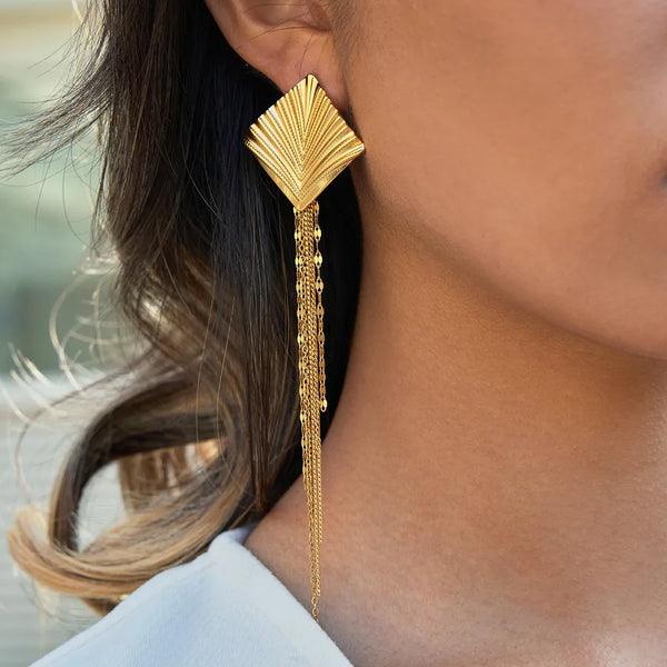 Chain Geometric Earrings | Stainless Steel