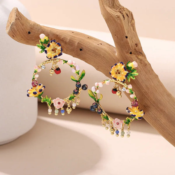 Enamel Floral Stud Earrings | 925 Sterling Silver