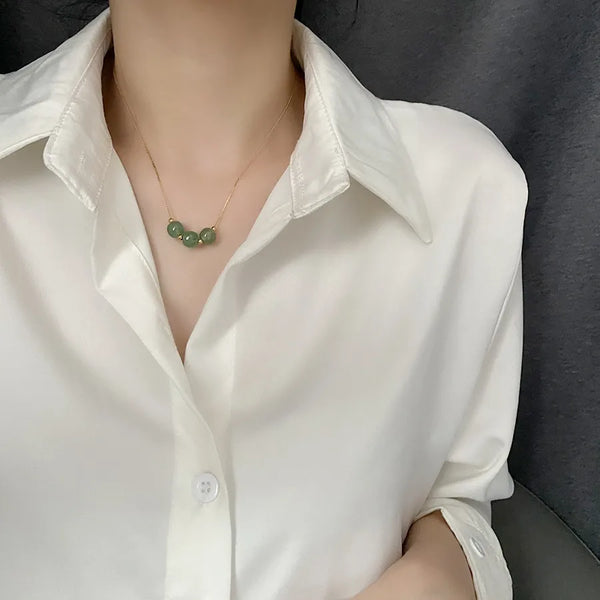 Gold-Plated Stone Necklace | Stainless Steel