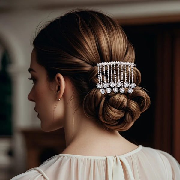 White Rhinestone Hair Comb Headband | Rhinestone