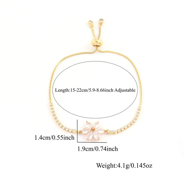 Gold-Plated Floral Bracelet | Crystal