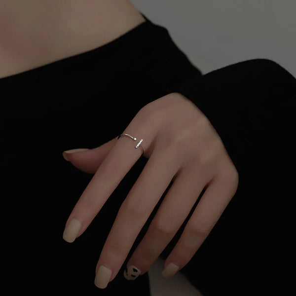 Open Band Rhinestone Ring | 925 Sterling Silver