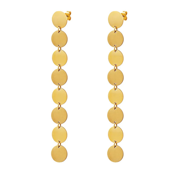 Round Geometric Drop Earrings | Stainless Steel