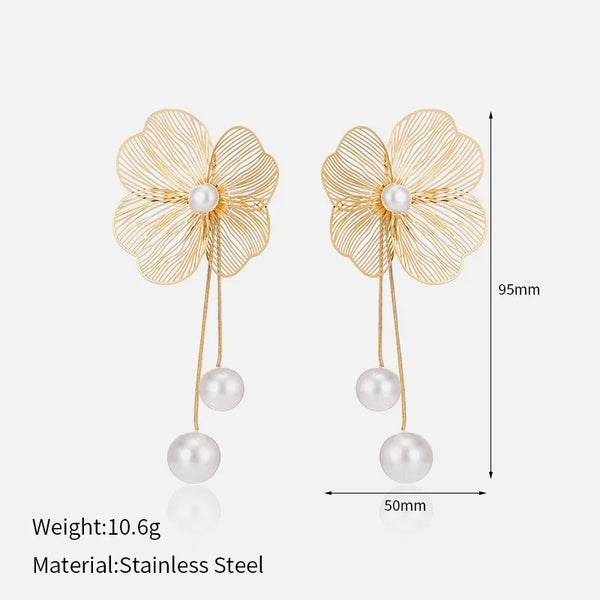 Floral Drop Earrings | Stainless Steel