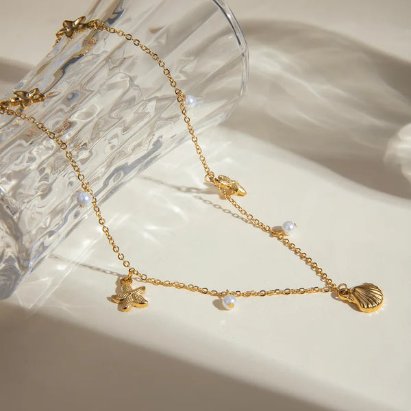Shell Celestial Pendant Necklace | Stainless Steel