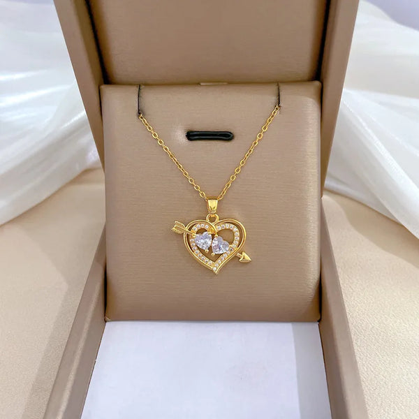 White Heart Pendant Necklace | Copper