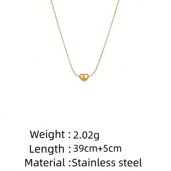 Box Chain Heart Pendant Necklace | Stainless Steel