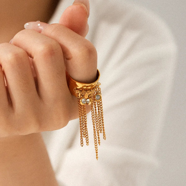 Tassel Zircon Ring | Stainless Steel