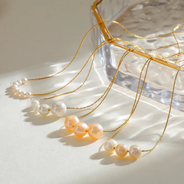 Vintage Artificial Pearl Pendant Necklace | Stainless Steel