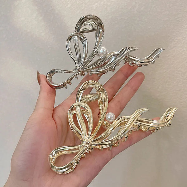 Geometric Artificial Pearl Hair Claw Hair Clip | Alloy