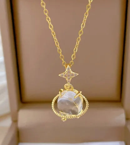 Crystal Floral Necklace | Stainless Steel