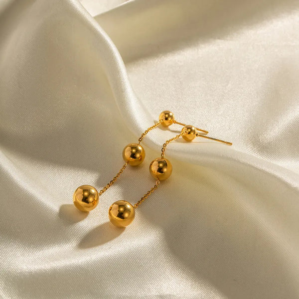 Gold-Plated Drop Earrings | Stainless Steel
