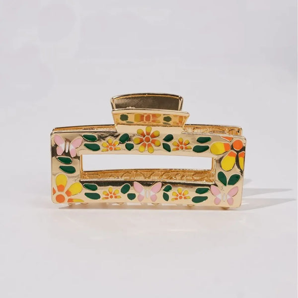 Green Floral Hair Claw Hair Clip | Zinc Alloy