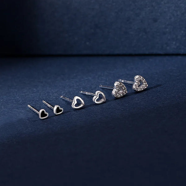 Heart Stud Earrings | 925 Sterling Silver