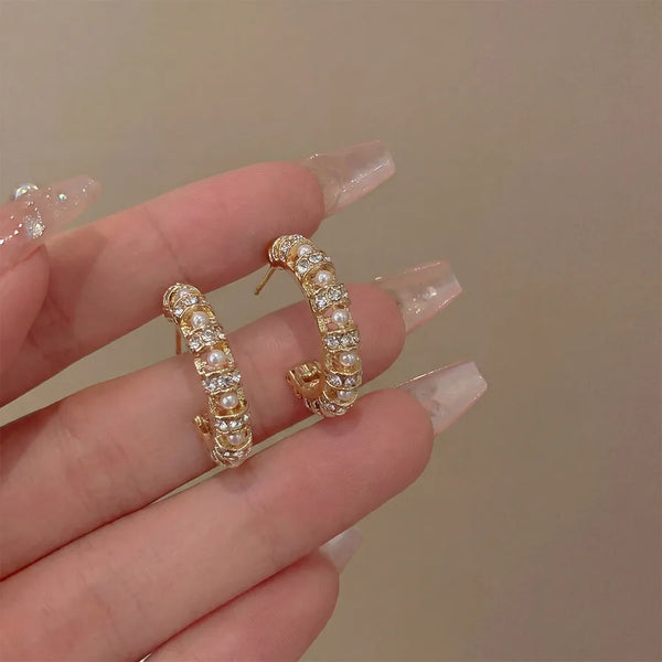 Rhinestone Stud Earrings | Copper