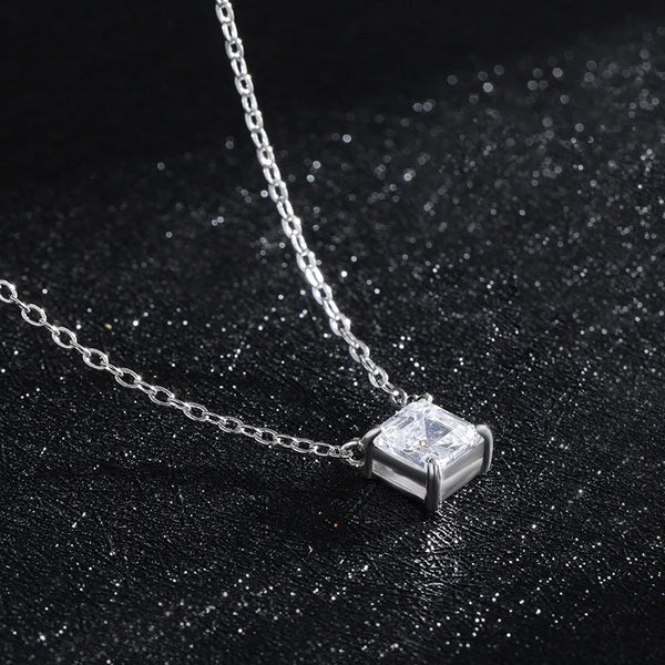 Square Zircon Pendant Necklace | 925 Sterling Silver