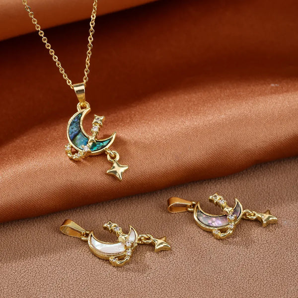 White Celestial Pendant Necklace | Copper