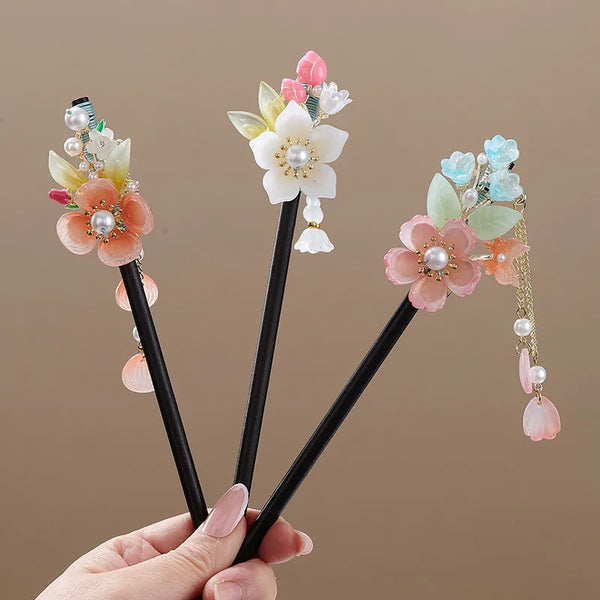 Tassel Artificial Pearl Hairpin Headband | Wood